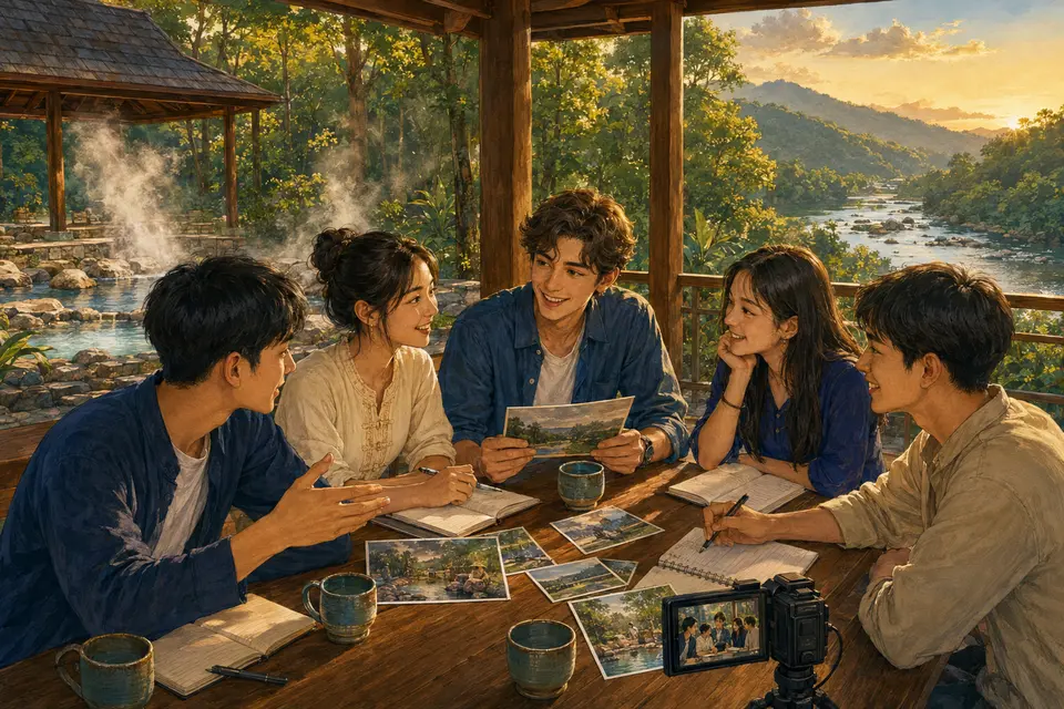 Illustrated Lampang and Northern Thailand real-life scene for Opinions, Stories, Plans, and Real-Life Conversation Project