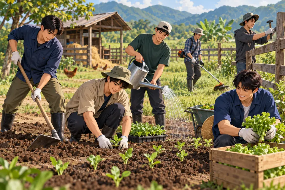Lesson 32: Farming Work and Tools — ภาพประกอบบทเรียน 32: งานเกษตรและเครื่องมือ