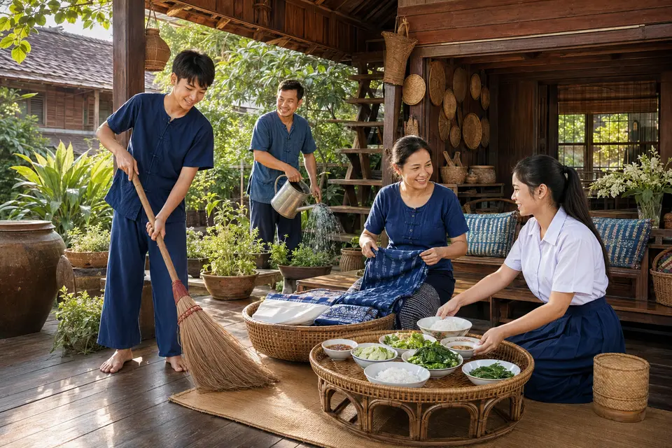 Lesson 40: Cooking Together Step by Step — ภาพประกอบบทเรียน 40: ทำอาหารด้วยกันทีละขั้นตอน