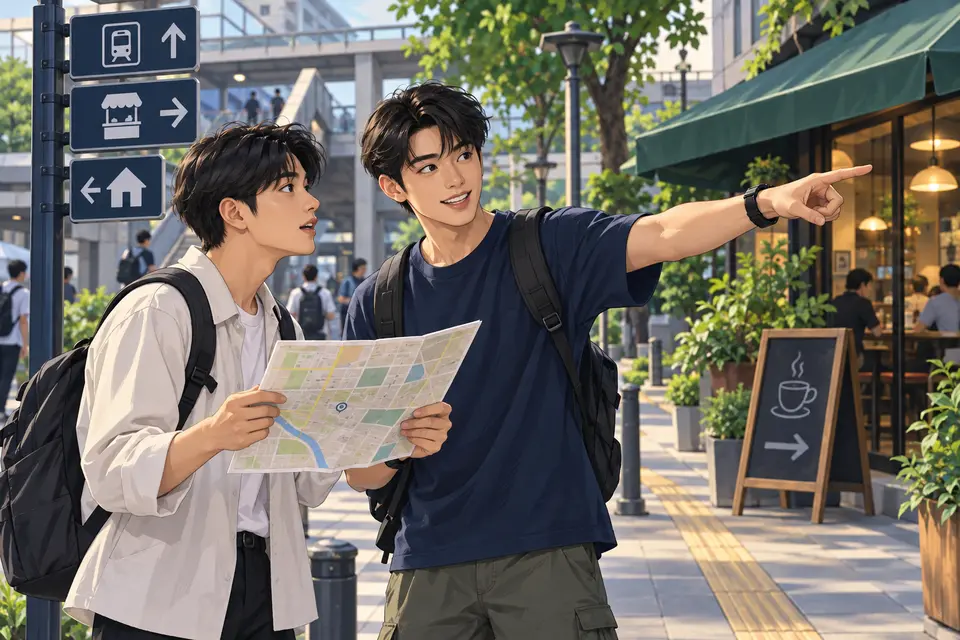 Lesson 41: Giving Clear Directions — ภาพประกอบบทเรียน 41: การบอกทางอย่างชัดเจน