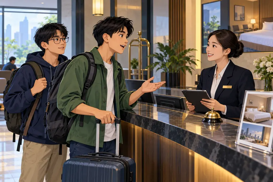 Lesson 83: Renting a Room and Staying at a Hotel — ภาพประกอบบทเรียน 83: การเช่าห้องและพักโรงแรม